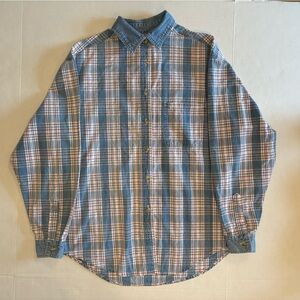Paris Sports Club VTG women’s plaid shirt long sleeve button down 100% cotton L